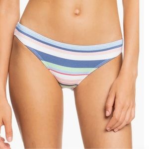 Roxy Women's Standard Bikini Bottom, Bright White The Line Up Strip, XL